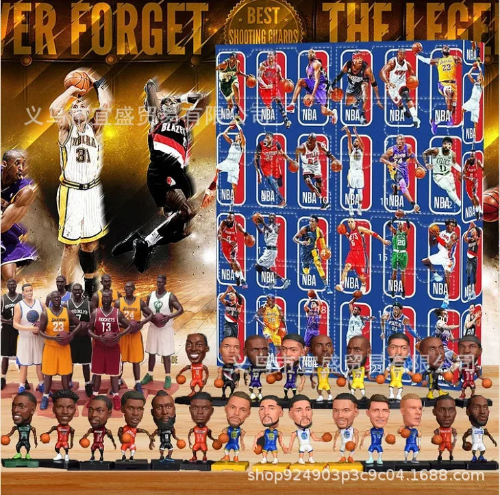 Basketball Star Advent Calendar Cartoon Doll Christmas Atmosphere Decorative Gifts New Year 24 Days Countdown Surprise Blind Box