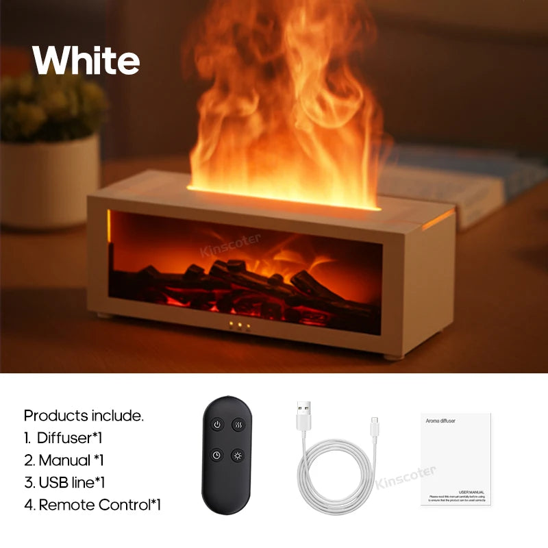 Creative Fireplace Aroma Diffuser Simulated Flame Humidifier With Essential Oil