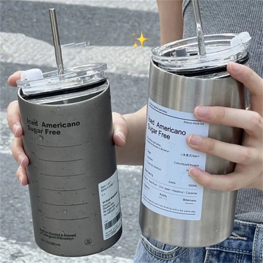 600ml Thermos Portable Stainless Steel Coffee Cup