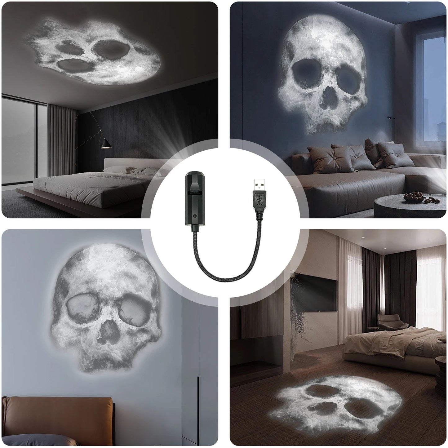 Skull projection lamp, USB lighting night light