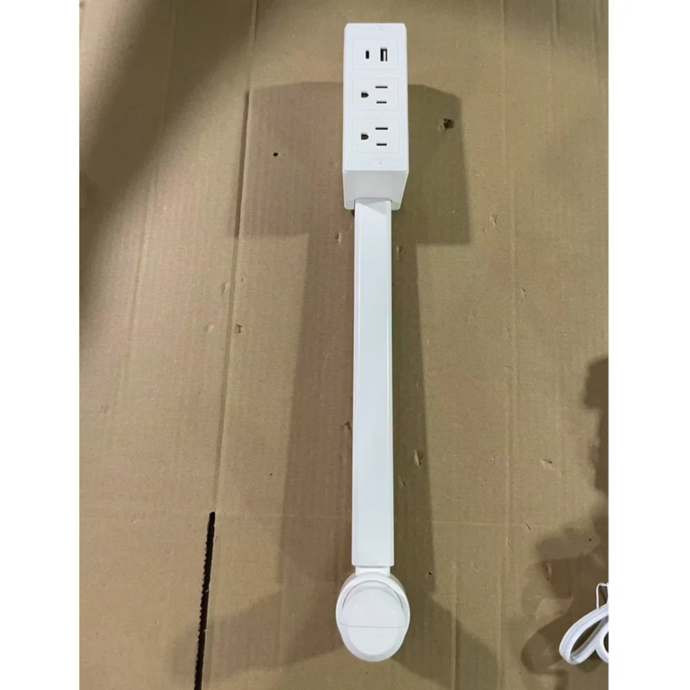 New Rotates 180° Electrical Outlet Extender Adjustable Length White Flat Plug Power Strip Power Socket Expander for NightStand