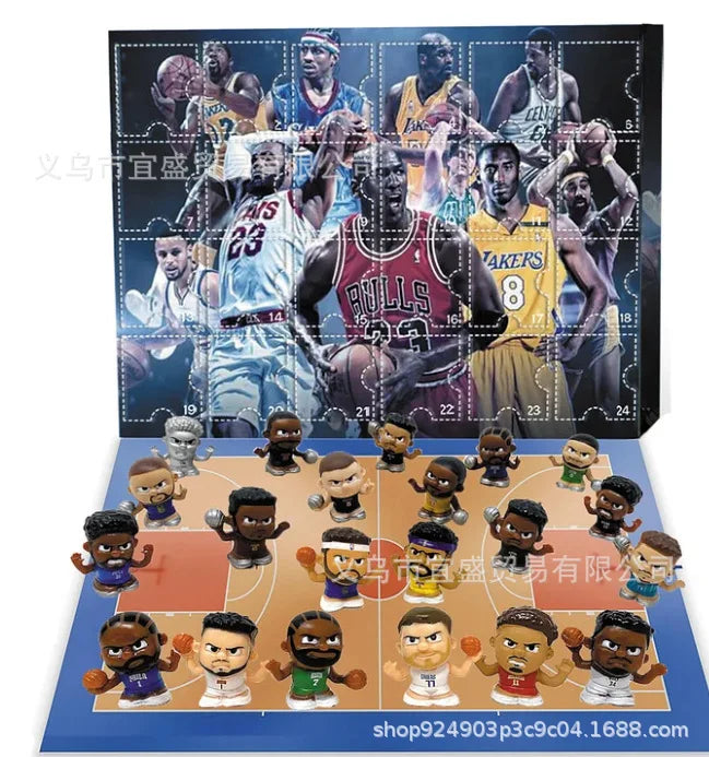 Basketball Star Advent Calendar Cartoon Doll Christmas Atmosphere Decorative Gifts New Year 24 Days Countdown Surprise Blind Box