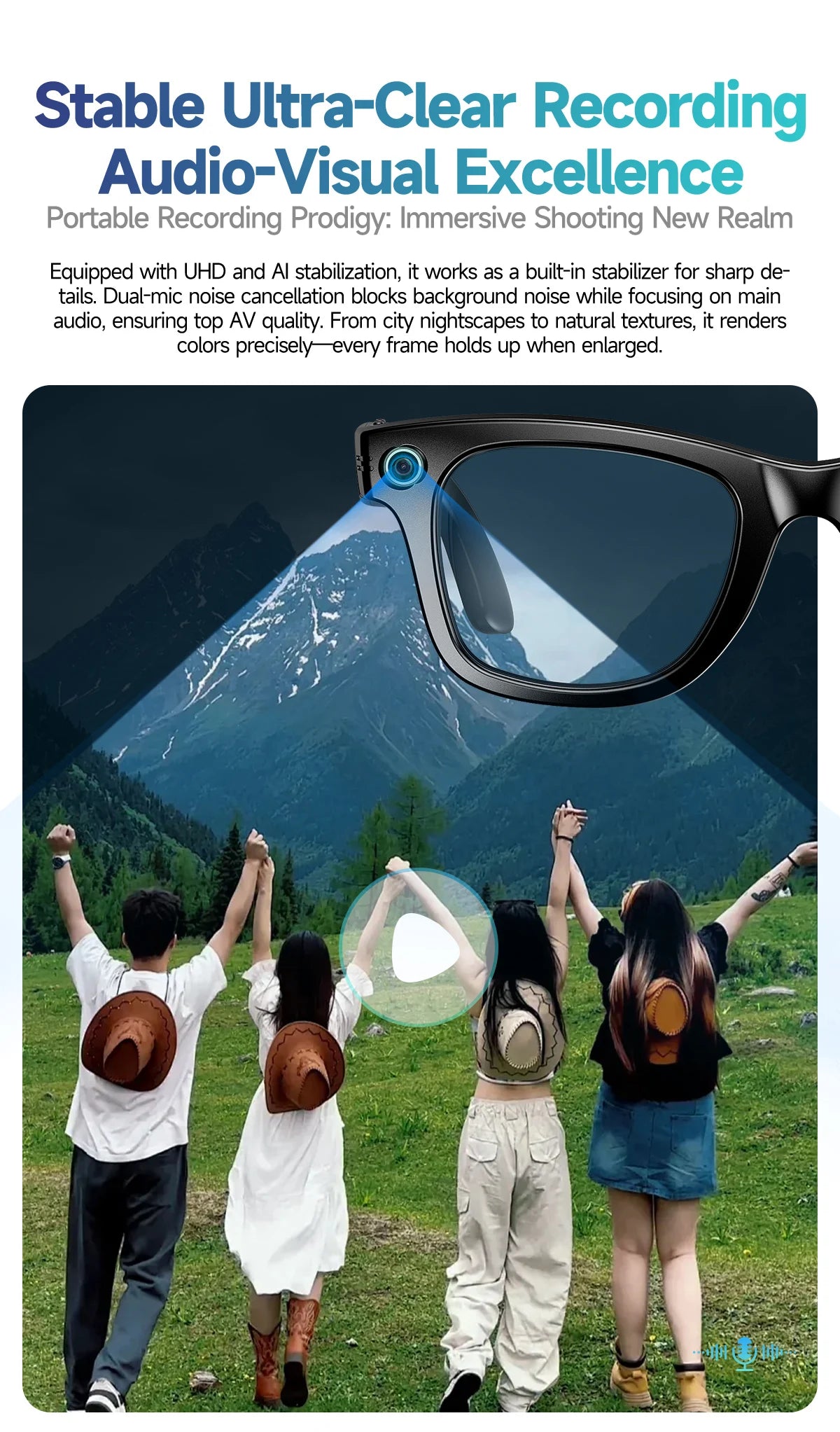 AI Smart Glasses for Men & Women with 8MP Camera, Bluetooth Call, Music Player, 100+ Language Translation Sunglasses Hands-Free 2025