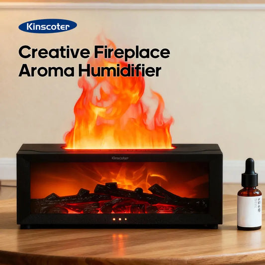 Creative Fireplace Aroma Diffuser Simulated Flame Humidifier With Essential Oil