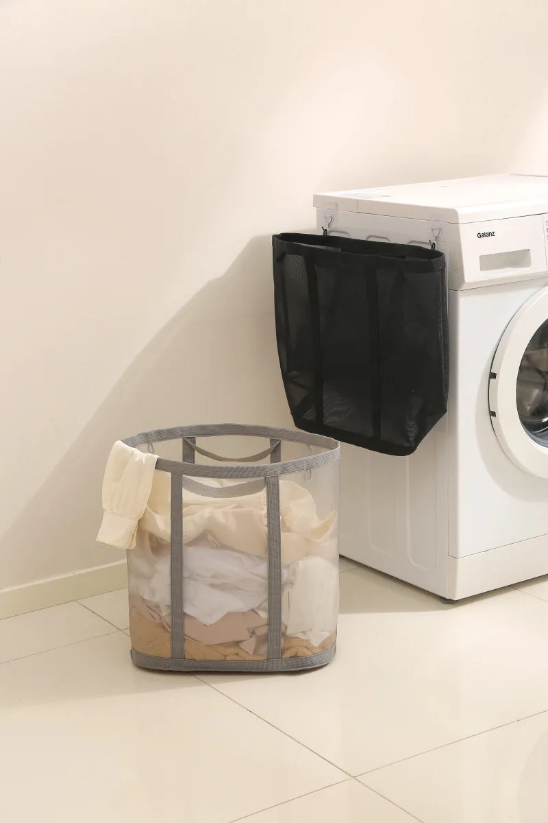 Laundry Bags Hamper Bag with Handles Portable &Collapsible Dirty Clothes Mesh Basket Foldable for Washing Storage Dorm or Travel