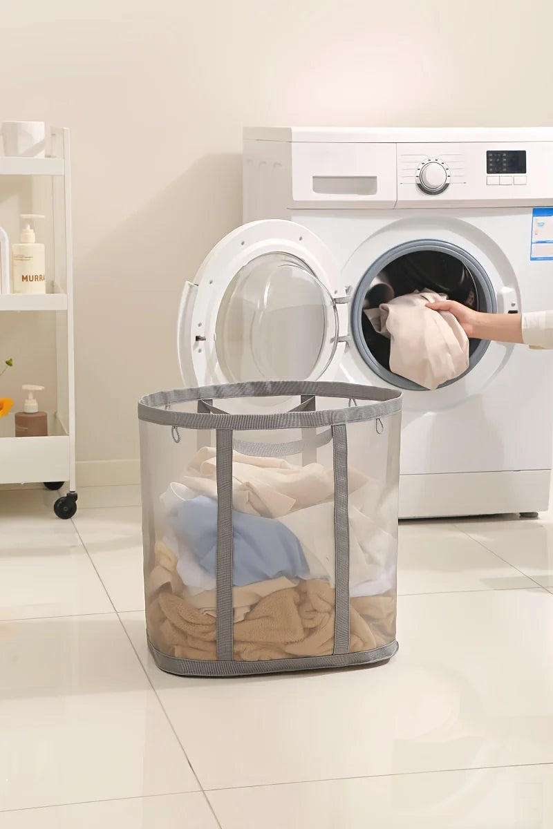 Laundry Bags Hamper Bag with Handles Portable &Collapsible Dirty Clothes Mesh Basket Foldable for Washing Storage Dorm or Travel