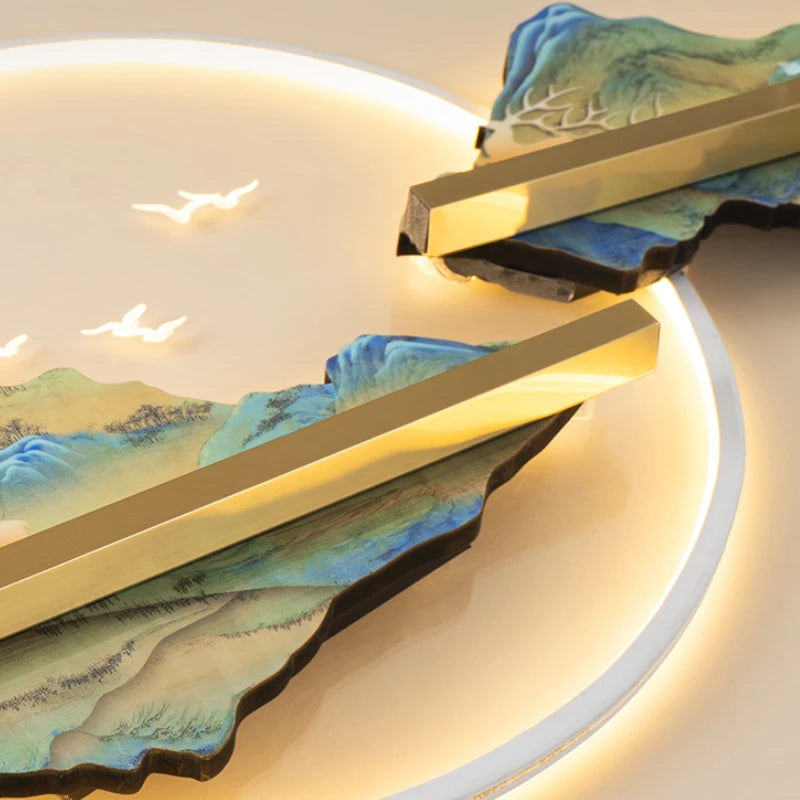 Background Landscape Painting Remote Control Lighting