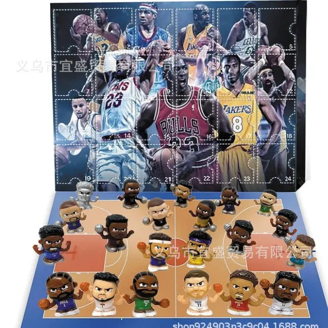 Basketball Star Advent Calendar Cartoon Doll Christmas Atmosphere Decorative Gifts New Year 24 Days Countdown Surprise Blind Box