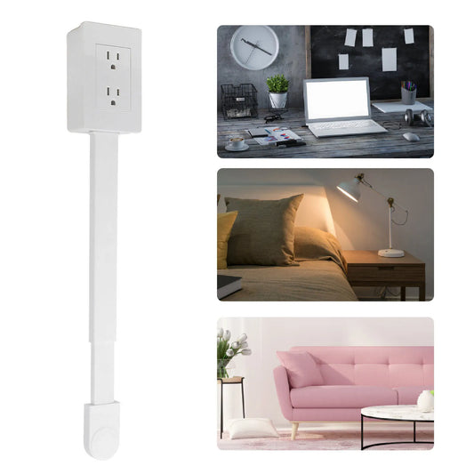 Extendable Power Strip Electrical Outlet Extender Two 3 Prong Outlets Versatile Usage 180 Degree Rotating Base for Nightstand