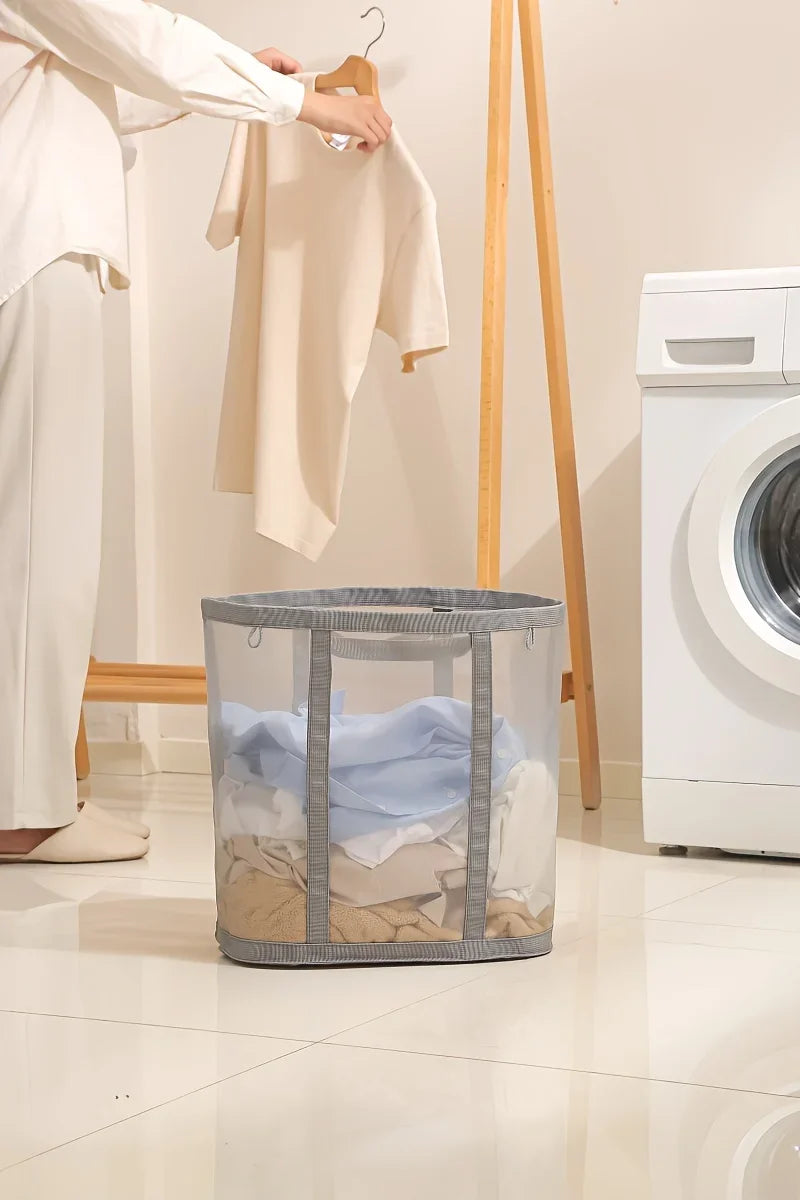 Laundry Bags Hamper Bag with Handles Portable &Collapsible Dirty Clothes Mesh Basket Foldable for Washing Storage Dorm or Travel