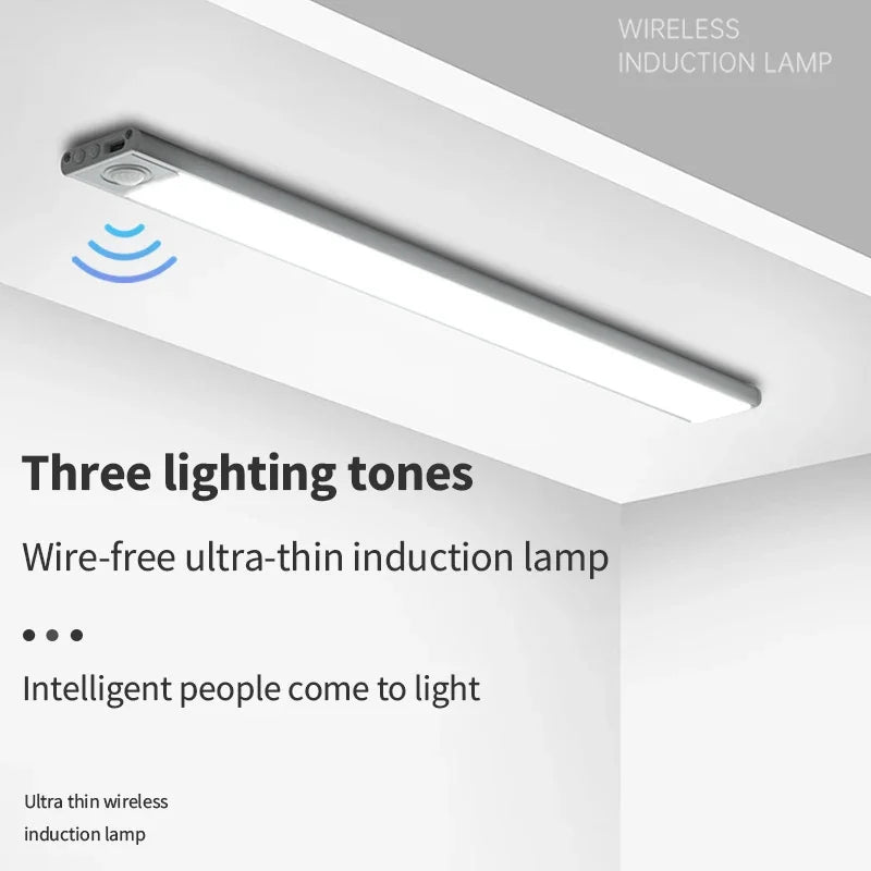 LED Under Cabinet Lights 10-50CM Motion Sensor Lamp USB Rechargeable Wireless