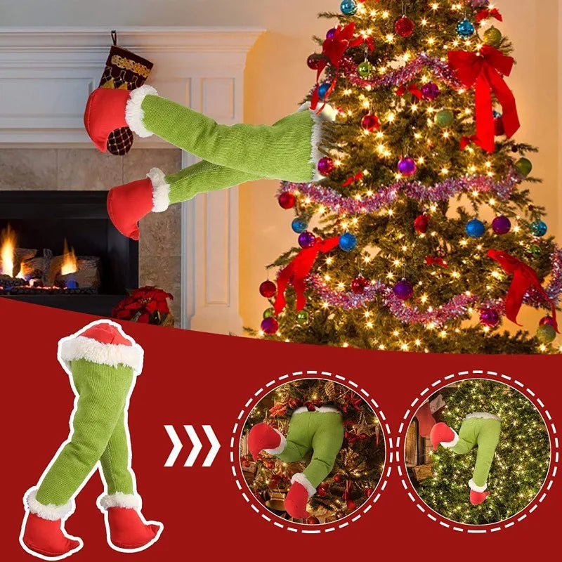 Christmas Elf Leg Plush Toy Xmas Tree Decoration