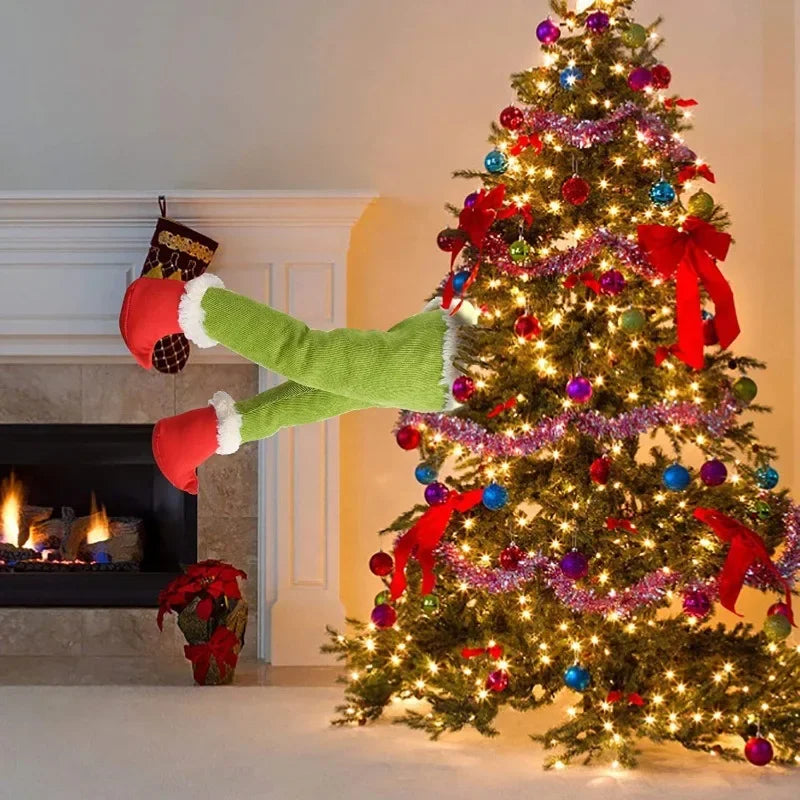 Christmas Elf Leg Plush Toy Xmas Tree Decoration