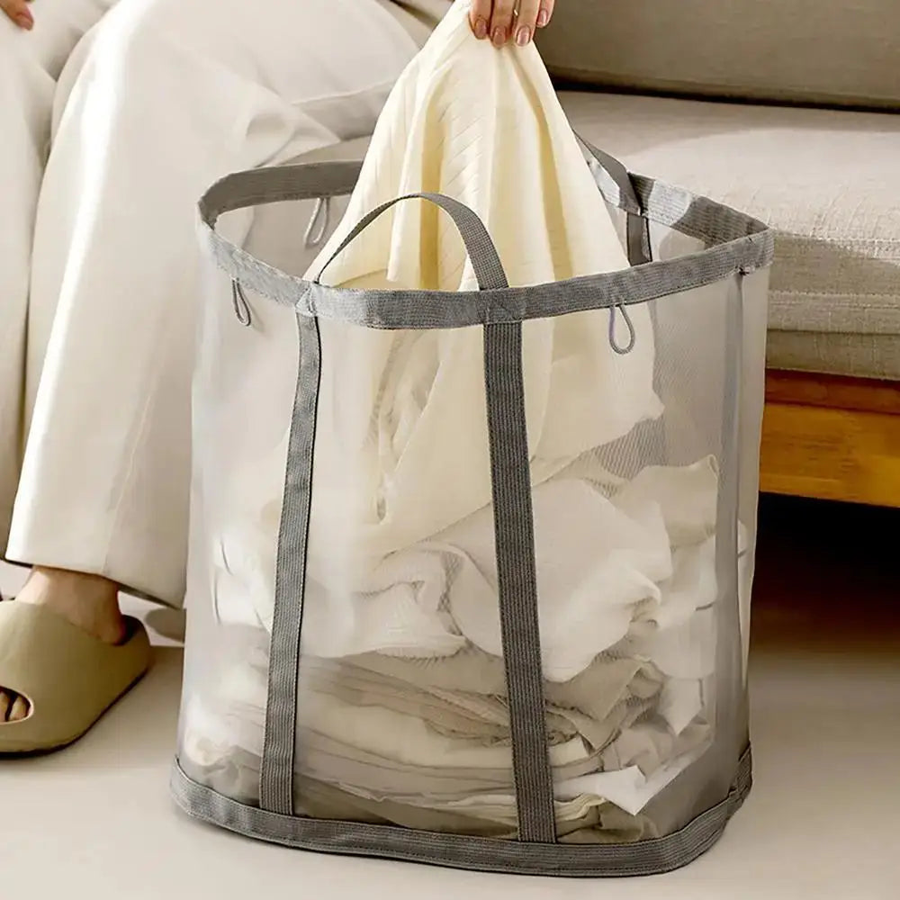 Laundry Bags Hamper Bag with Handles Portable &Collapsible Dirty Clothes Mesh Basket Foldable for Washing Storage Dorm or Travel