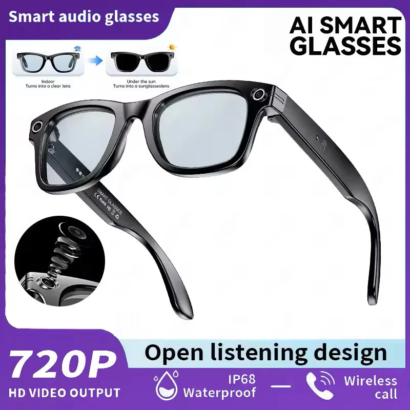 AI Smart Glasses for Men & Women with 8MP Camera, Bluetooth Call, Music Player, 100+ Language Translation Sunglasses Hands-Free 2025