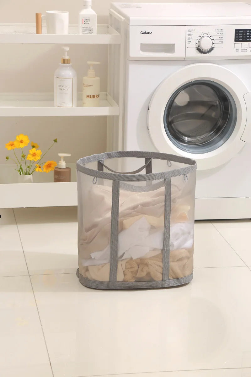 Laundry Bags Hamper Bag with Handles Portable &Collapsible Dirty Clothes Mesh Basket Foldable for Washing Storage Dorm or Travel