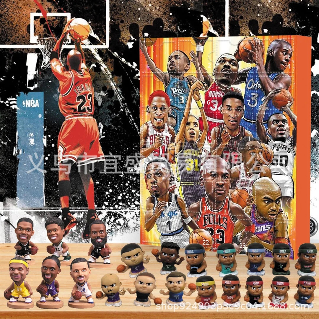 Basketball Star Advent Calendar Cartoon Doll Christmas Atmosphere Decorative Gifts New Year 24 Days Countdown Surprise Blind Box