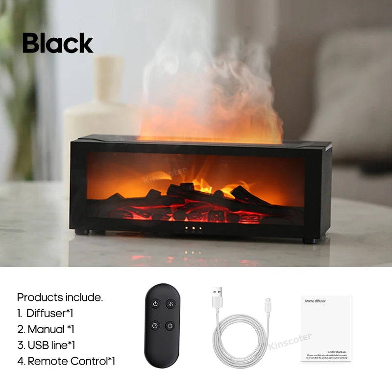 Creative Fireplace Aroma Diffuser Simulated Flame Humidifier With Essential Oil