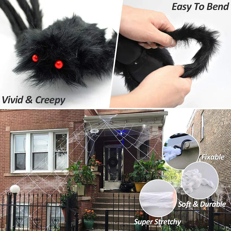 Halloween Big Spider Horror Black Spider Toy Halloween Party Decoration Props Outdoor Garden Giant Spider Decor