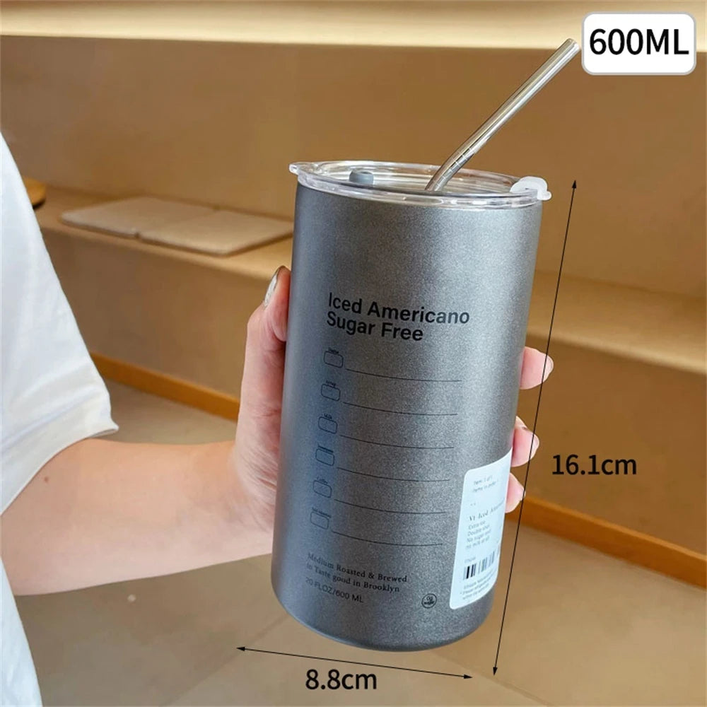 600ml Thermos Portable Stainless Steel Coffee Cup
