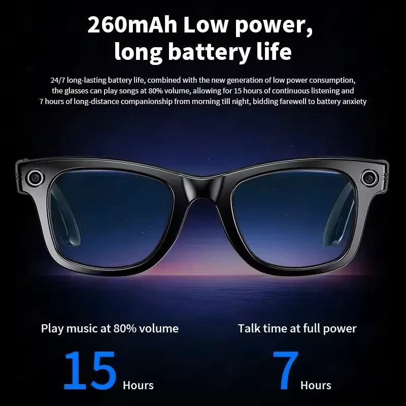 AI Smart Glasses for Men & Women with 8MP Camera, Bluetooth Call, Music Player, 100+ Language Translation Sunglasses Hands-Free 2025