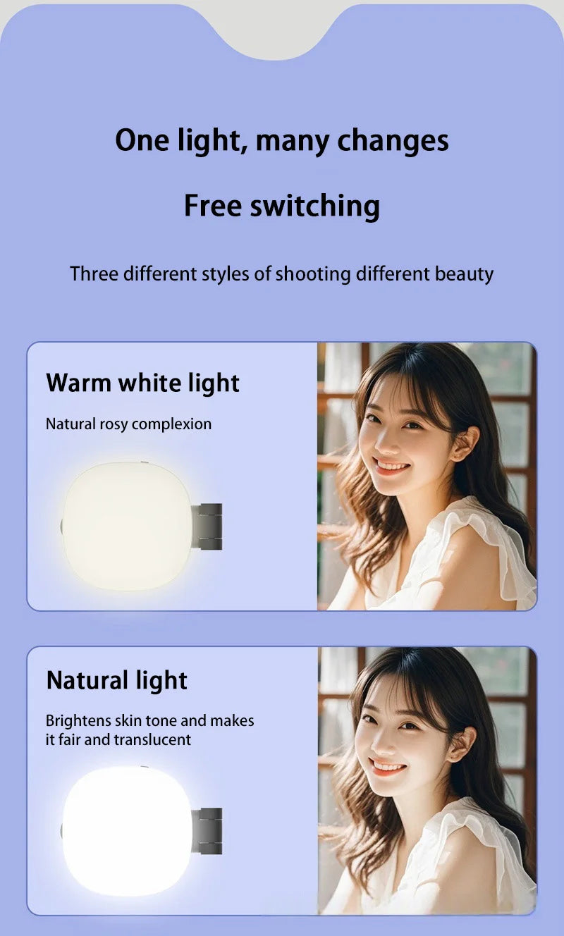 Mobile Phone Magnetic Selfie Fill Light Live Photo Mini Portable Makeup Mirror Foldable Pocket LED Light Mobile Phone Holder