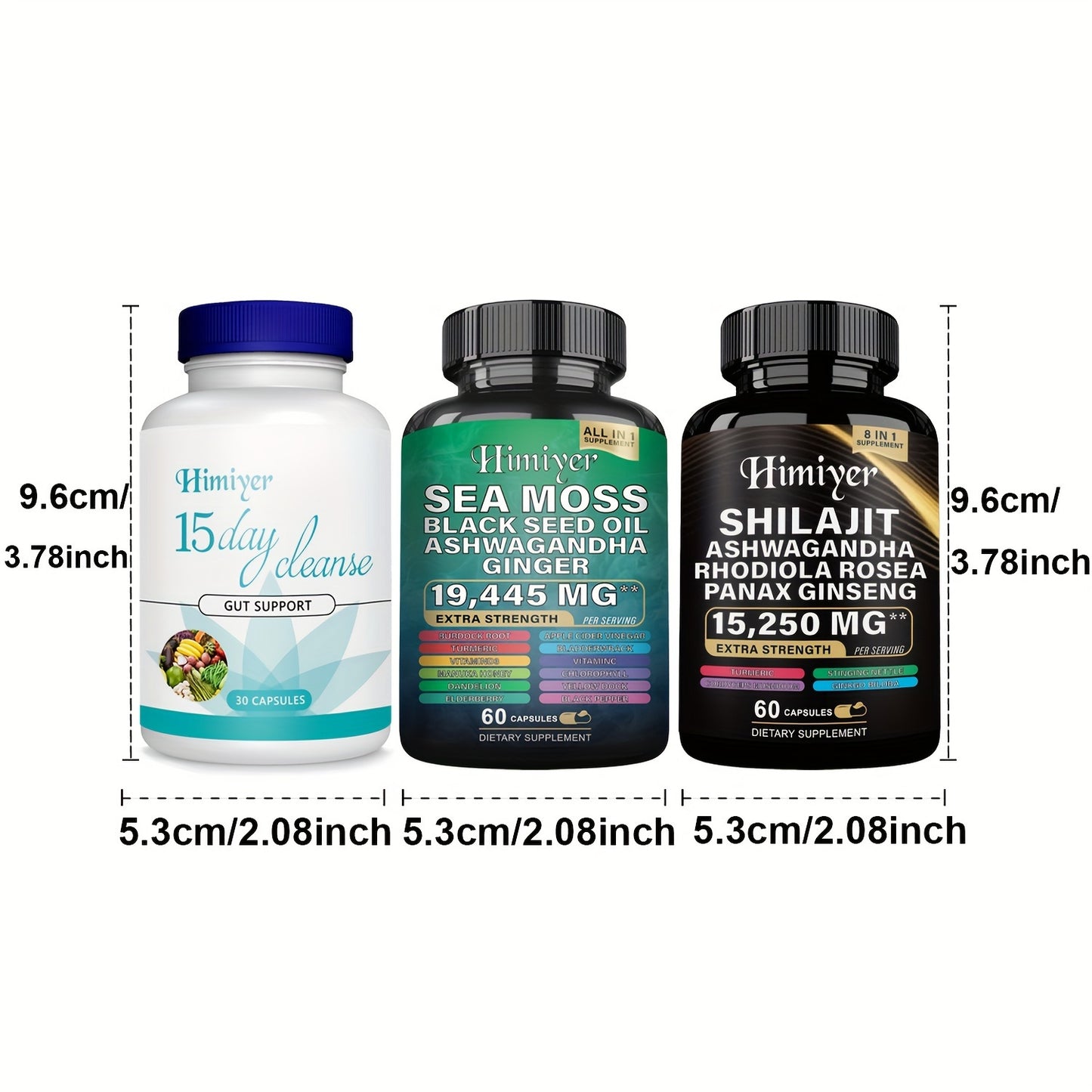 Shilajit Pure Himalaya 9000MG + Seaweed 7000mg, Black Seed Oil 4000mg, Ashwagandha 2000mg+15 Day Gut Cleanse - Gut And Colon Support, 15 Day Gut Cleanse Dissolved Capsules