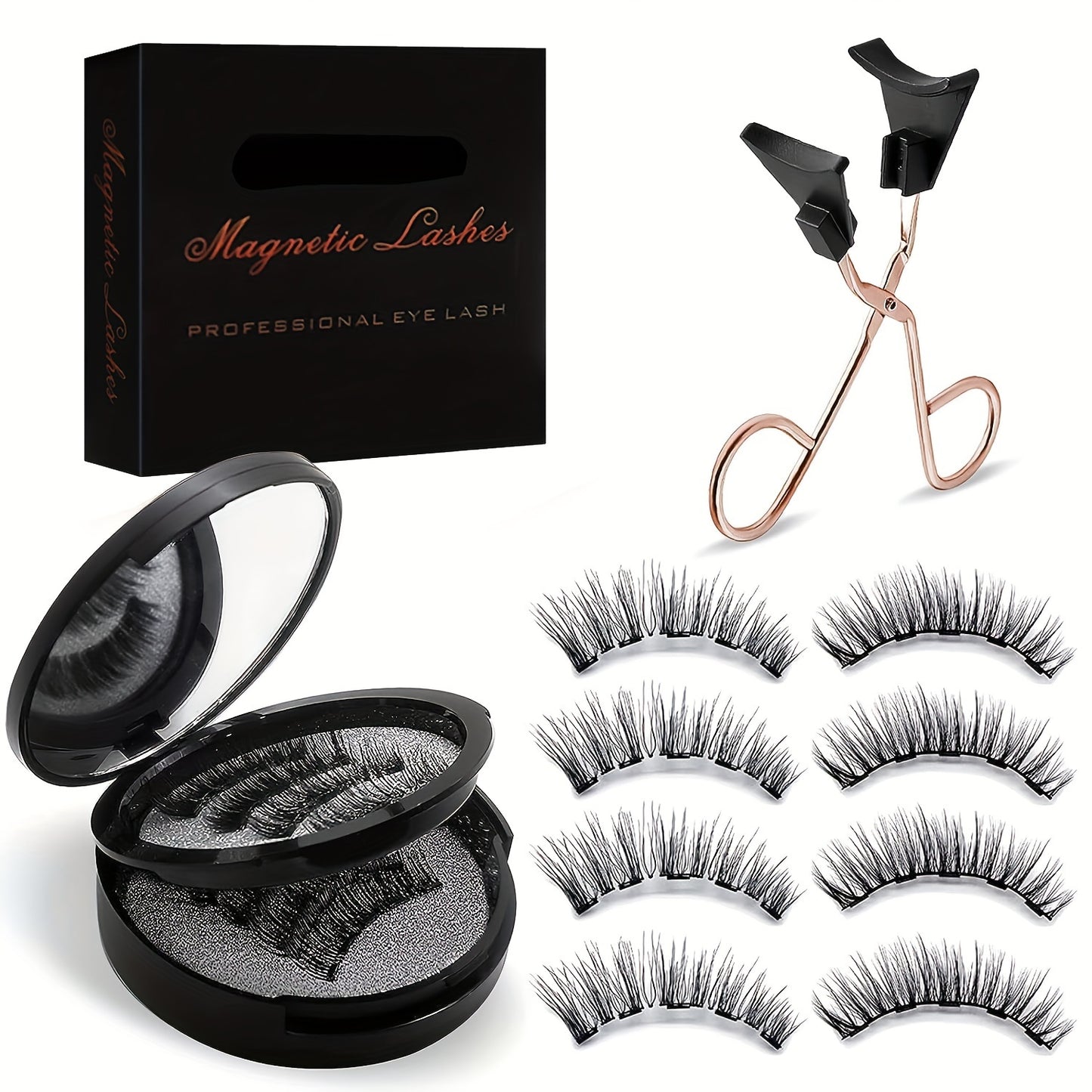 Magnetic Eyelashes Without Eyeliner - Reusable Dual Magnetic Lashes With 8 Pair, Looking Natural No Glue 3D False Eyelashes Kit With Applicator, Reusable & Waterproof, No Glue, Easy To Wearmakeup Christmas Gift Winter